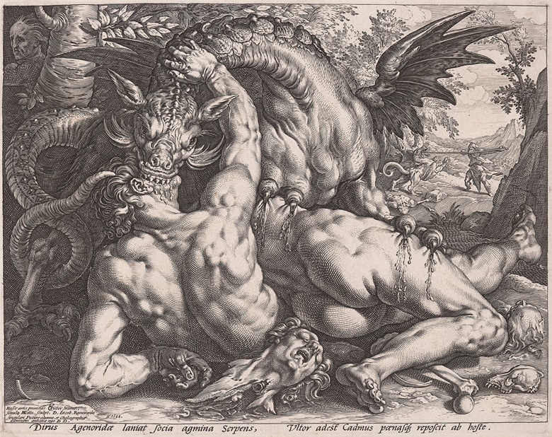 Hendrick Goltzius, The Dragon Devouring the Companions of Cadmus, 1588. Engraving on cream laid paper. 25.5 x 32 cm. National Gallery of Canada, Ottawa. Photo NGC