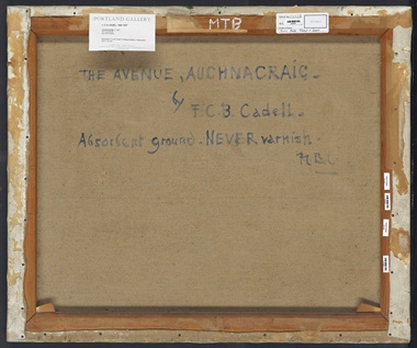 F.C.B. Cadell left clear instructions on the back of his works about how to care for them in the future