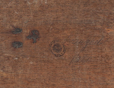 The mark dates from 1617, when a new rule of the Antwerp Joiners’ Guild stated ‘every joiner is from now on obliged to punch his mark on frames and panels made by him, on pain of a fine of three guilders’