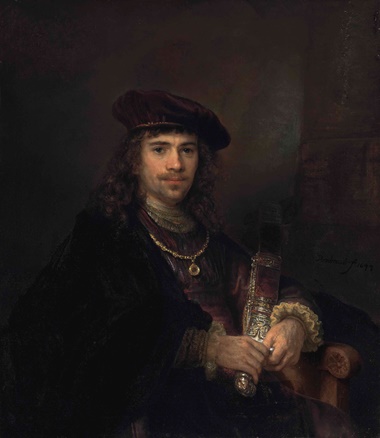 Rembrandt Harmensz. van Rijn (1606-1669) and Studio, Man with a Sword. Oil on canvas