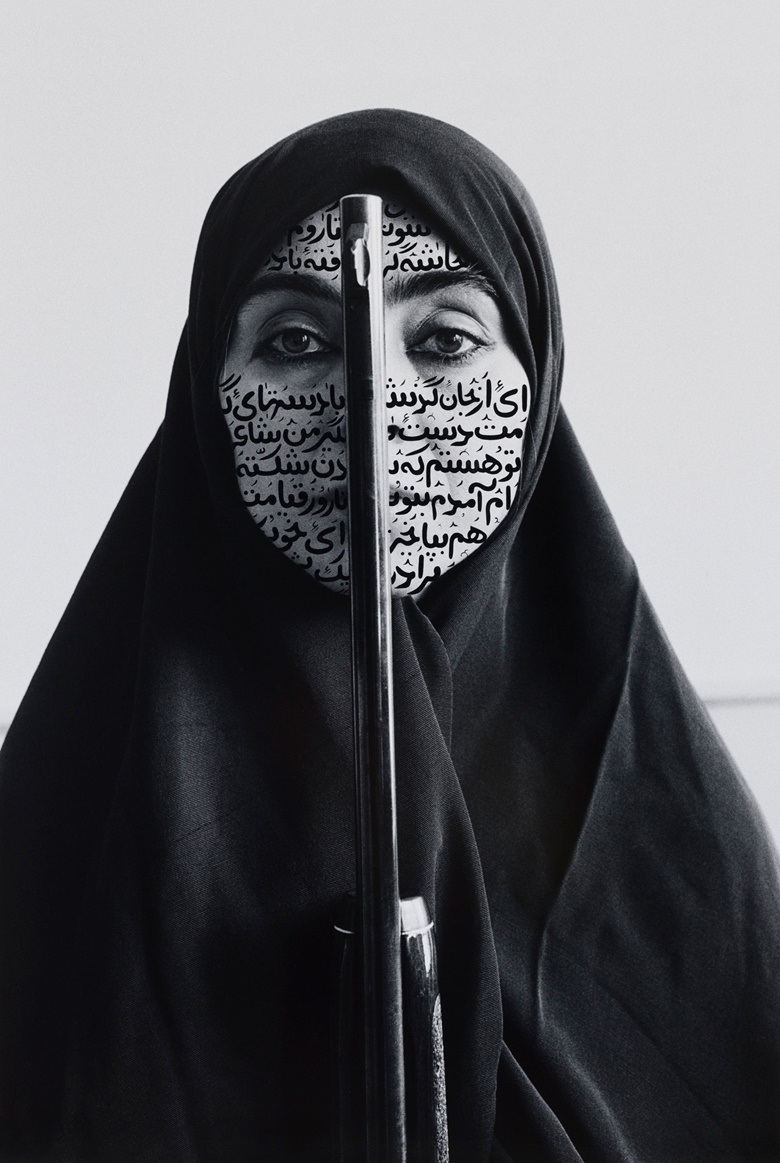 Shirin Neshat, Rebellious Silence, 1994. RC print & ink (photo taken by Cynthia Preston). 46⅝ x 31⅛ in (118.4 x 79.1 cm). Copyright Shirin Neshat. Courtesy the artist and Gladstone Gallery, New York and Brussels