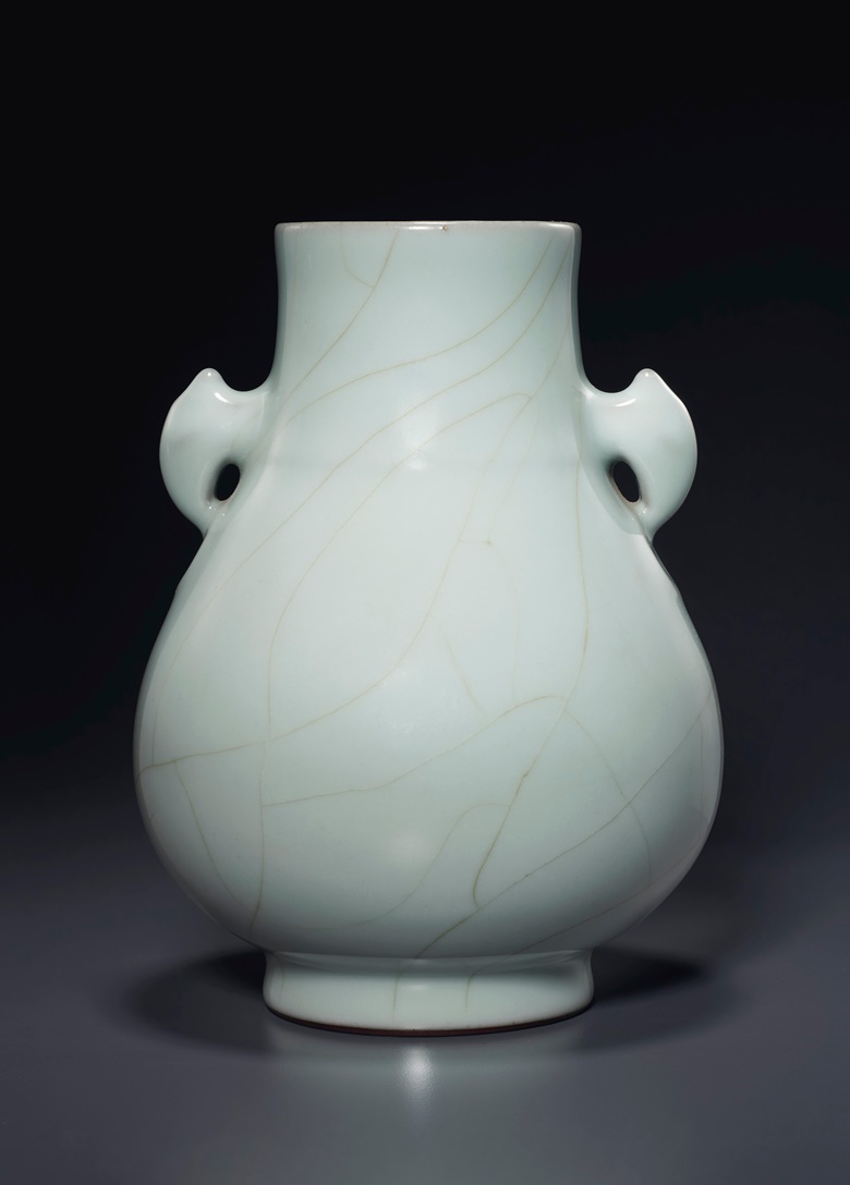 A Guan-type hu-form vase, China, Qing dynasty, Qianlong six-character seal mark in underglaze blue and of the period (1736-1795). 7¾ in (19.7 cm) high. Estimate $100,000-150,000. Offered in Sacred and Imperial The James and Marilynn Alsdorf Collection Part I on 24 September at Christie’s in New York