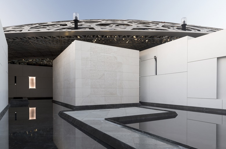 Jenny Holzer at Louvre Abu Dhabi. Photo © Department of Culture and Tourism - Abu Dhabi. Photography by Marc Domage. Artwork © Jenny Holzer, DACS 2020. 