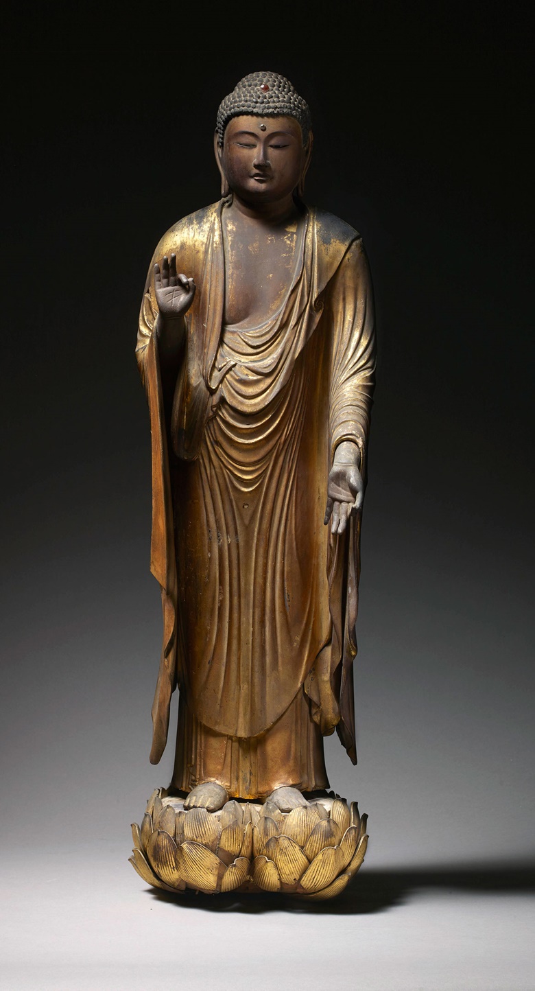 A gilt-wood figure of Amida Buddha, Kamakura Period (1185-1333), Japan. 80 cm high. Photo Gregg Baker Asian Art