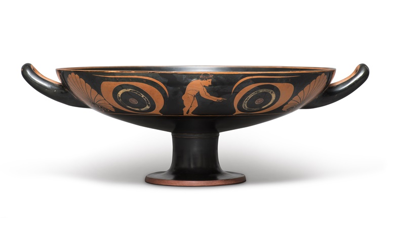 Greek bilingual eye-cup, circa 520 BC, attributed to Pheidippos. Terracotta. 12.7 cm high, 31.6 cm diameter. Photo Charles Ede gallery, London