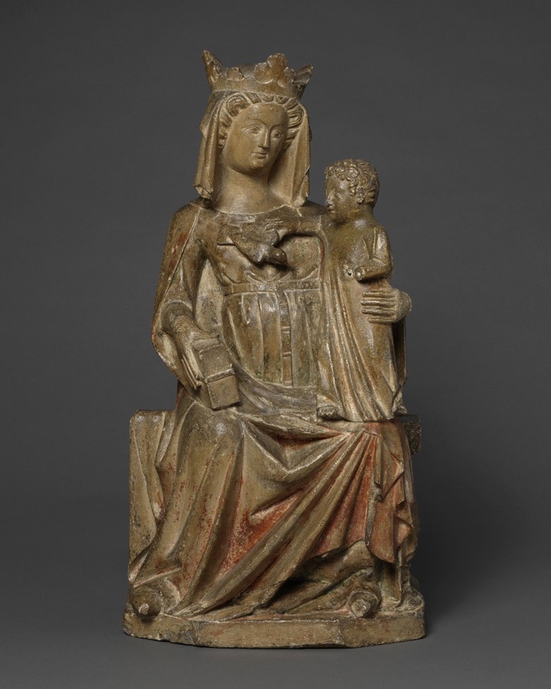 Enthroned Virgin and Child, circa 1330. Limestone with original polychrome and gilding. 57 x 29 x 23 cm. Photo Mullany