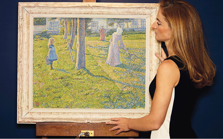 Théo van Rysselberghe, A Thuin ou La Partie de tennis, 1889. Oil on canvas 21⅛ x 26¼ in (53.8 x 66.7 cm). Estimate €2,000,000-3,000,0000. Offered in Art Impressionniste et