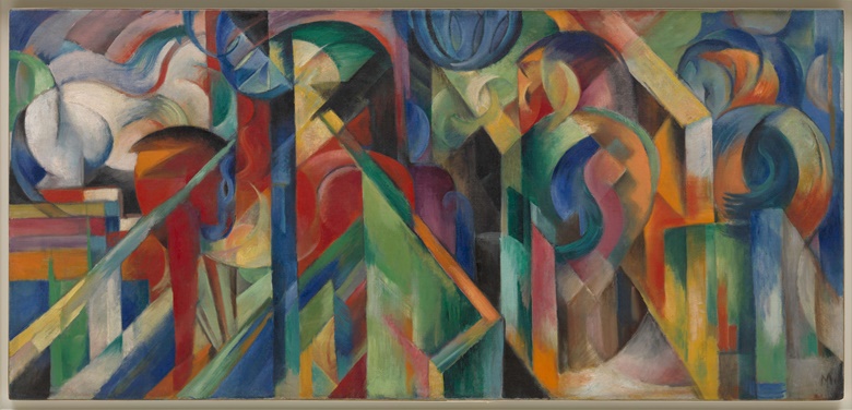 Franz Marc (1880-1916), Stables (Stallungen), 1913. Oil on canvas. 73.6 x 157.5 cm. Solomon R. Guggenheim Museum, New York, Solomon R. Guggenheim Founding Collection. Photo The Solomon R. Guggenheim FoundationArt Resource, NYScala, Florence