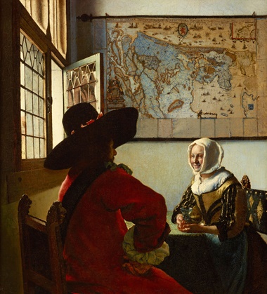 Johannes Vermeer (1632-1675), Officer and Laughing Girl, circa 1657. Oil on canvas (lined). 19⅞ x 18⅛ in. The Frick Collection, New York. Photo Michael Bodycomb