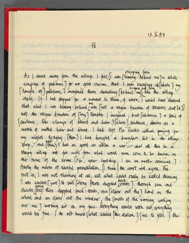 John Banville’s original handwritten manuscript of The Book of Evidence. Photo courtesy of John Banville
