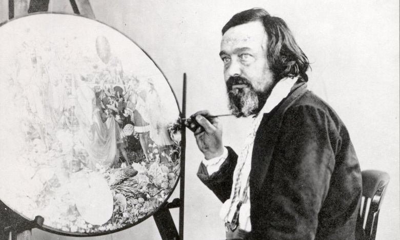 Henry Hering, portrait photograph of Richard Dadd painting Contradiction, circa 1875. Photo © Bethlem Museum of the Mind