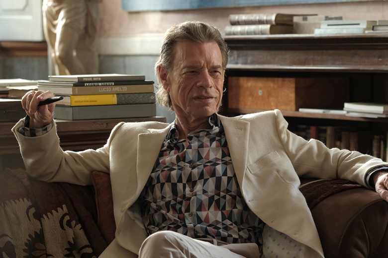 Mick Jagger stars as wealthy art collector Joseph Cassidy in The Burnt Orange Heresy. Photo Courtesy of Rumble Films © Jose Haro