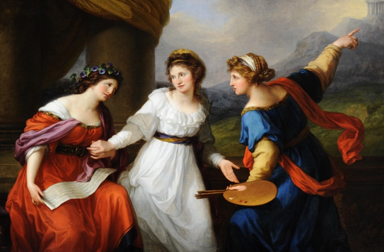 Angelica Kauffman, Self-Portrait of the Artist Hesitating Between the Arts of Music and Painting, 1794. Photo ART CollectionAlamy
