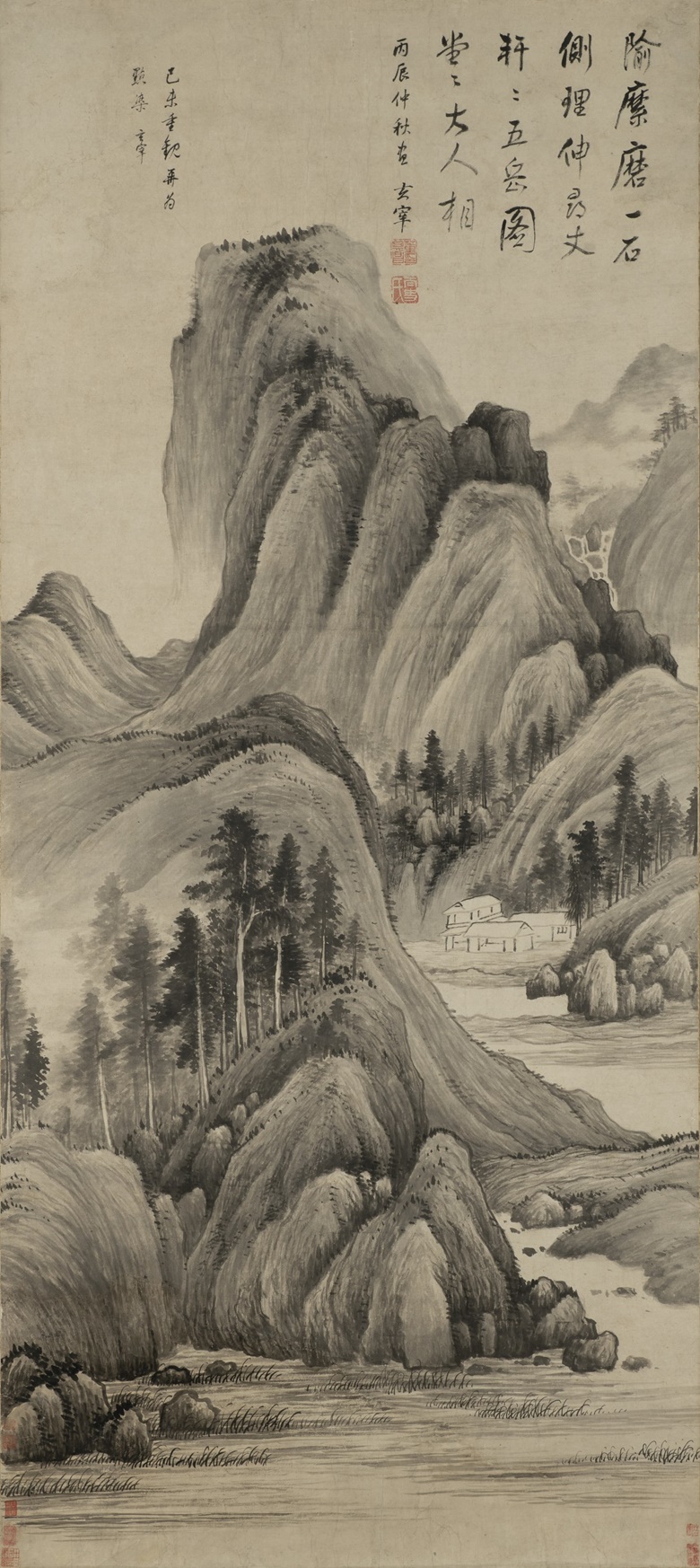 明 董其昌 《五岳图》，水墨纸本 立轴，221 x 99公分（87 x 39寸），1616年作，估价： 20,000,000-25,000,000港元。此拍品将于2020年7月8日佳士得香港中国古代书画呈献