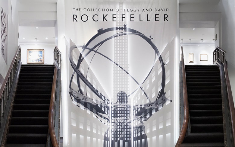 The entrance to the Rockefeller Collection exhibition at Christie’s in New York in 2018. Take a virtual tour of The Collection of Peggy and David Rockefeller