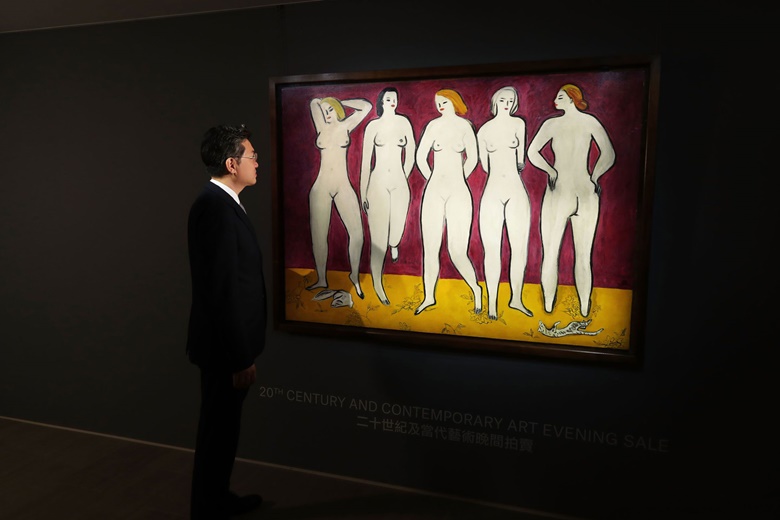 2019年在佳士得香港展出的常玉《五裸女》。浏览2019年佳士得香港秋季拍卖线上虚拟预展