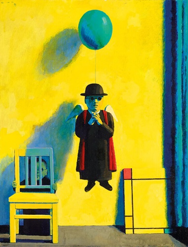 刘野（1964年生）《红﹒黄﹒蓝》，油画 画布，45 x 35公分（17 ¾ x 13 ¾寸），1995年作。估价：4,000,000 – 6,000,000港元。此拍品将于2020年7月10日佳士得香港现代及当代艺术晚间拍卖呈献