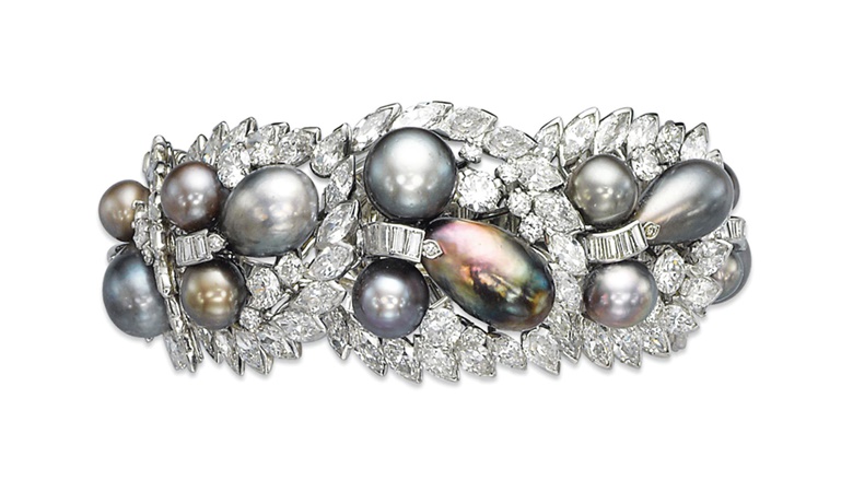 A pearl and diamond bracelet, by Cartier. Sold for CHF 567,000 on 13 November 2012 at Christie’s in Geneva