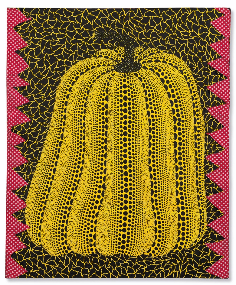 Yayoi Kusama (b. 1929), Pumpkin, 1981. Acrylic and cloth collage on canvas. 23⅞ x 19⅝ in (60.6 x 50 cm). Estimate HK$8,500,000-12,000,000. Offered in ONE A Global Sale of the 20th Century on 10 July 2020 at Christie’s in Hong Kong