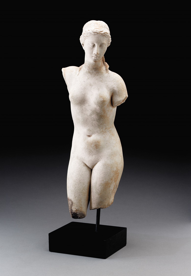 A Greek marble figure of Aphrodite. Late Hellenistic period, c. 1st century B.C. 16⅛ in (41 cm) high. Price on request. View Decorative Arts & Antiquities currently offered for private sale at Christie’s