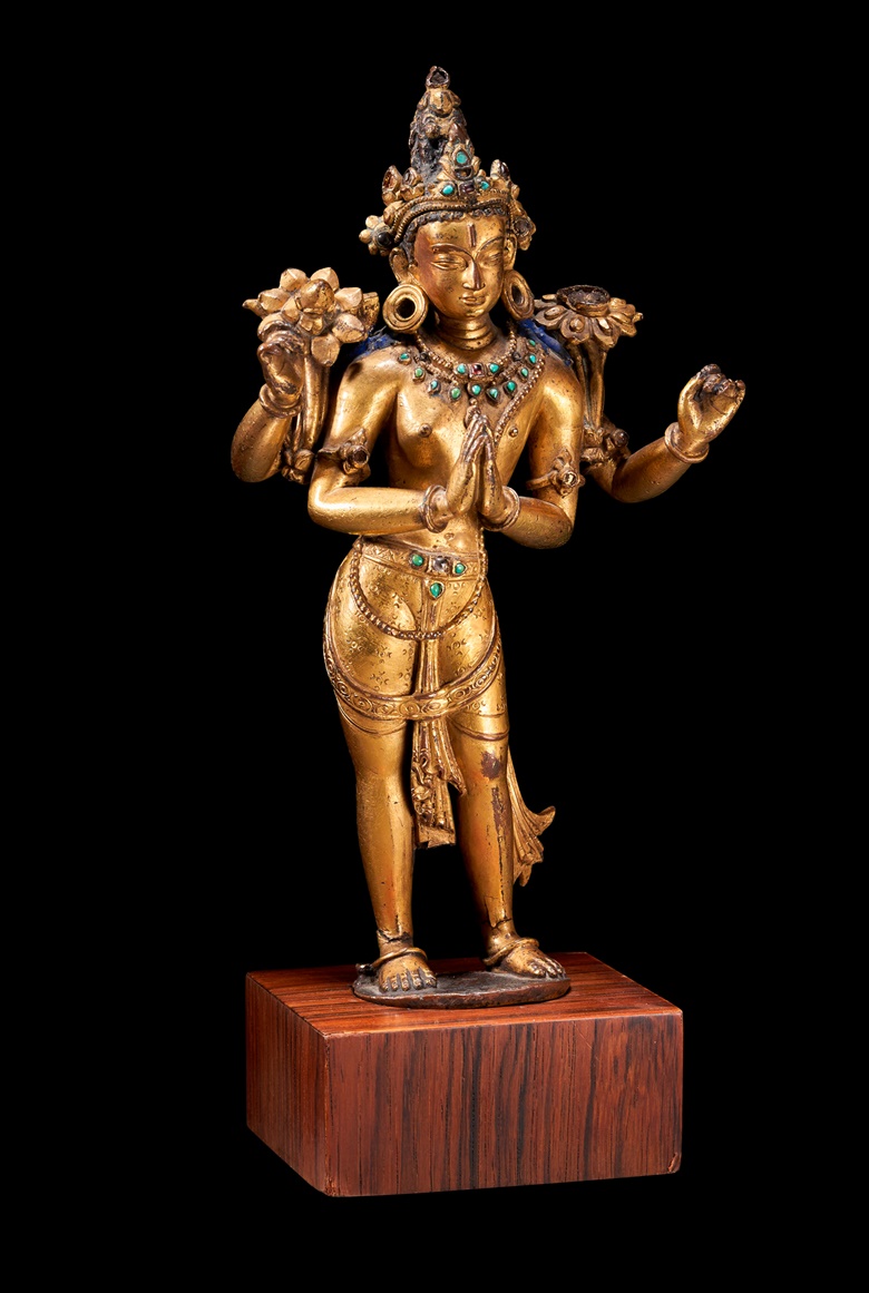 Miniature Figurine Brass Statue of Buddha Upagupta Metalwork Art #53 Miniature Figurine Brass Statue of Buddha Upagupta Metalwork Art #53