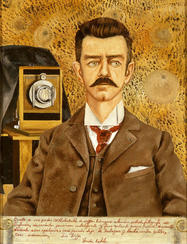 Frida Kahlo, Portrait of My Father, 1952. Oil on masonite. 60.5 x 46.5 cm, Frida Kahlo Museum. Photo Schalkwijk  Art Resource  Scala, Florence. Artwork © Banco de México Diego Rivera Frida Kahlo Museums Trust, Mexico, D.F.  DACS 2020 