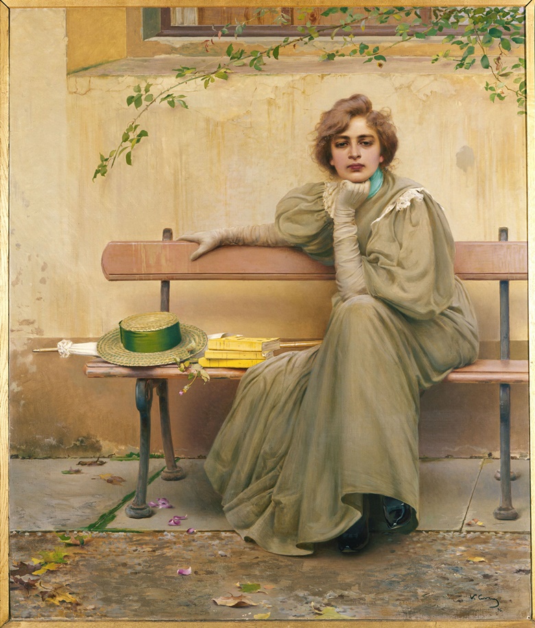 Vittorio Matteo Corcos, Sogni (Dreams), 1896. Oil on canvas. 160 x 135 cm. National Gallery of Modern Art (GNAM), Rome. Photo Scala, Florence — courtesy of the Ministero Beni e Att. Culturali e del Turismo