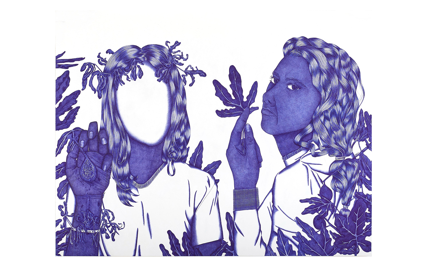 Assunta Abdel Azim Mohamed, Twice as much ain’t twice as good ( dedicated to S.), 2018. Ballpoint pen on paper. 50 x 65 cm. Courtesy of Galerie Ernst Hilger