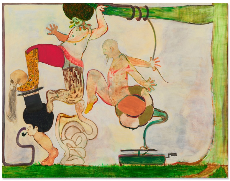 Ryan Mosley (b. 1980), Tag Team, 2008. Oil on canvas, 84⅛ x 108⅛ in (213.5 x 274.7 cm). Estimate £7,000-10,000. Offered in First Open Post-War and Contemporary Art, 14-27 October 2020, Online