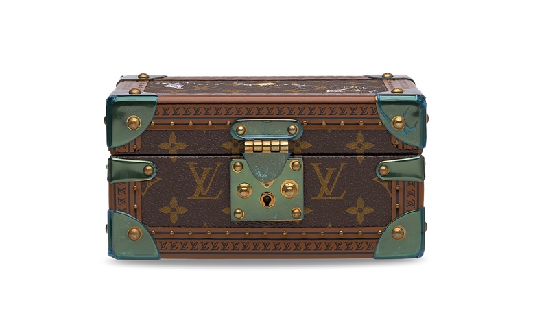 A painted monogram canvas Coffret Trésor 20 box with brass hardware, Louis Vuitton, 2020. 20 w x 11 h x 13 d cm. Estimate HK$10,000-20,000. Offered in Handbags & Accessories on 27 November 2020 at Christie’s in Hong Kong