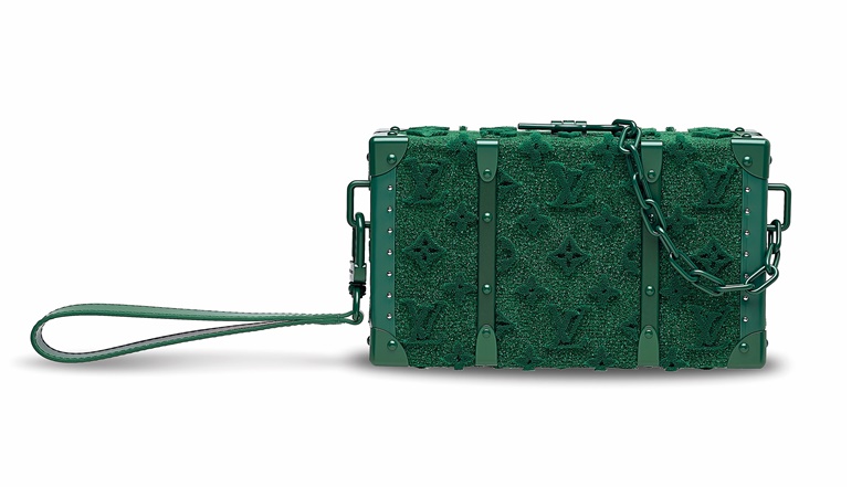A limited-edition green Tuffetage monogram wallet trunk with green hardware by Virgil Abloh, Louis Vuitton, 2020. 23 w x 13.5 h x 6 d cm. Estimate HK$45,000-60,000. Offered in Handbags & Accessories on 27 November 2020 at Christie’s in Hong Kong