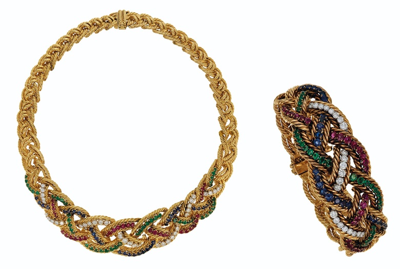 Set of multi-gem and diamond jewellery, Boucheron, c. 1955. Estimate $20,000-30,000. Offered in Magnificent Jewels on 8 December 2020 at Christie’s in New York