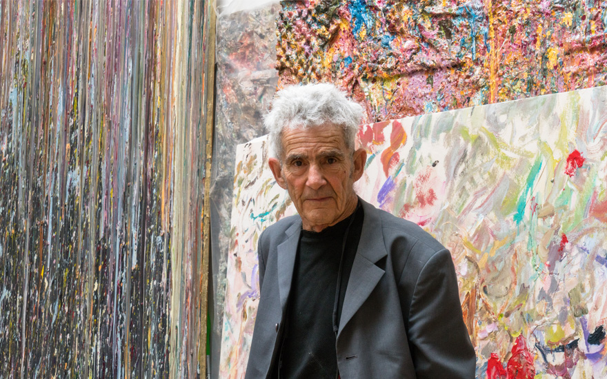 Larry Poons in his studio. Photo Jason Mandella. Artwork © Larry PoonsVAGA, New York and DACS, London 2020