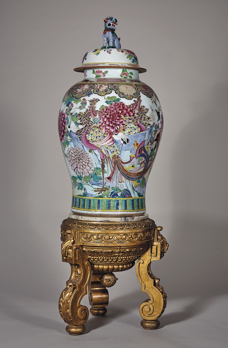 A massive famille rose jar and cover, Yongzheng period (1723-35). 35½ in (90.1 cm) high. Offered in in Chinese Export Art Featuring Property from the Tibor Collection, 7-20 January 2021, Online