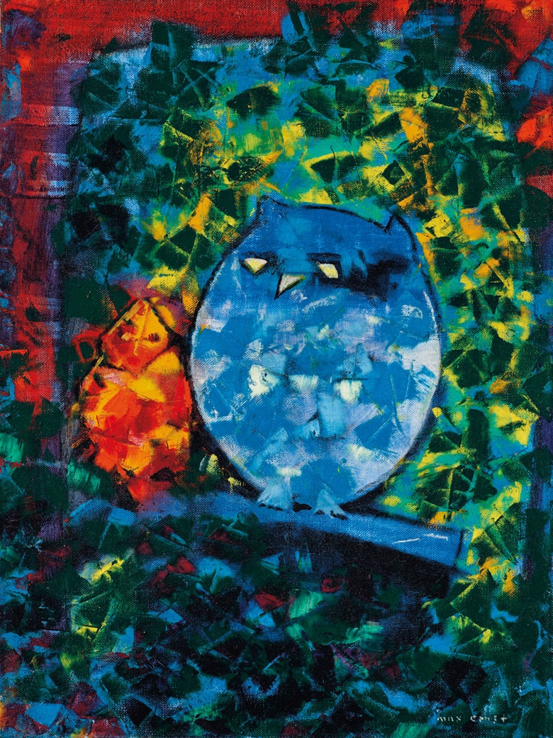 Max Ernst (1891-1976), Le hibou et sa fille, 1957. Oil on canvas. 16 x 12⅛ in (40.9 x 30.7 cm). Sold for £200,000 on 23 March 2021 at Christie’s in London