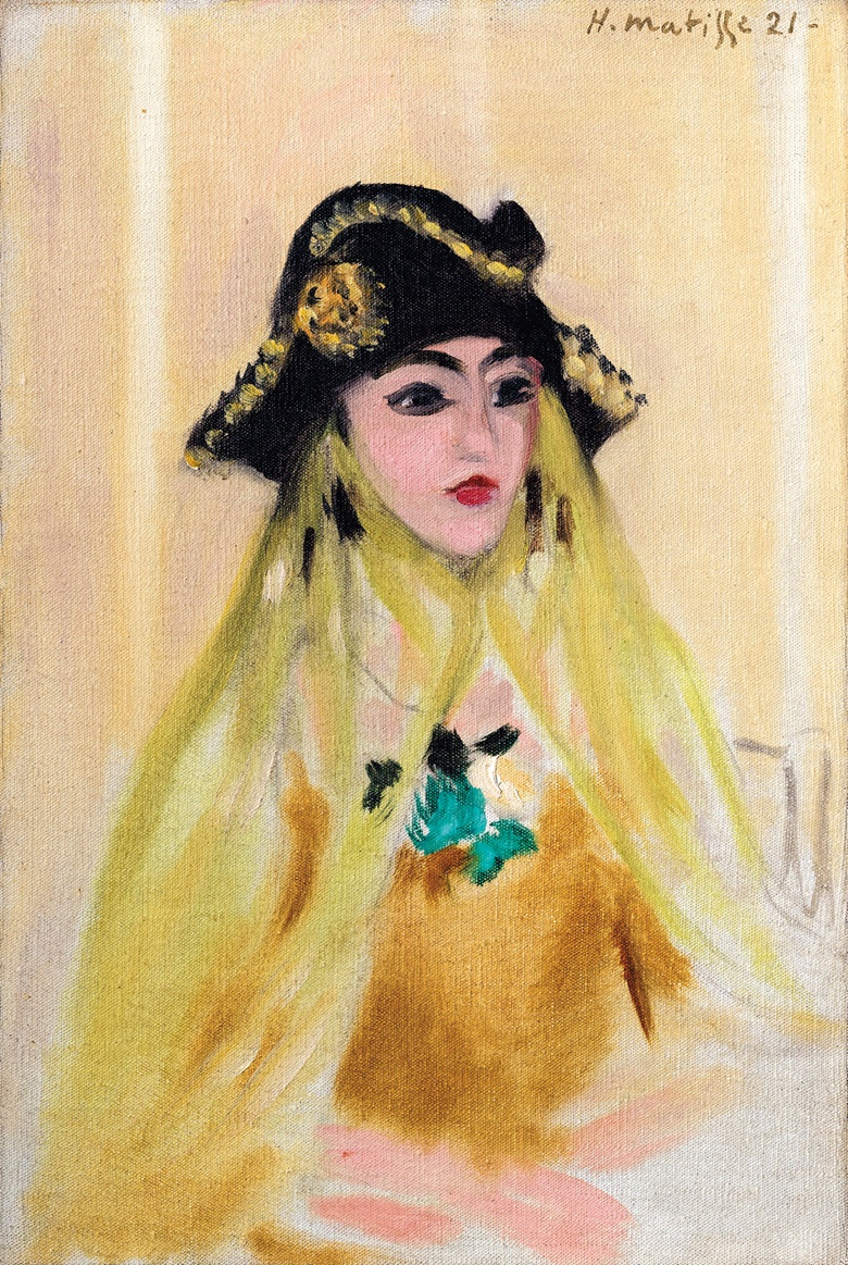 Henri Matisse (1869-1954), Vénitienne (en buste) or Ancilla, 1921. Oil on canvas. 13 x 8¾ in (33 x 22.3 cm). Estimate £550,000-750,000. Offered in the 20th Century Evening Sale on 23 March 2021 at Christie's in London