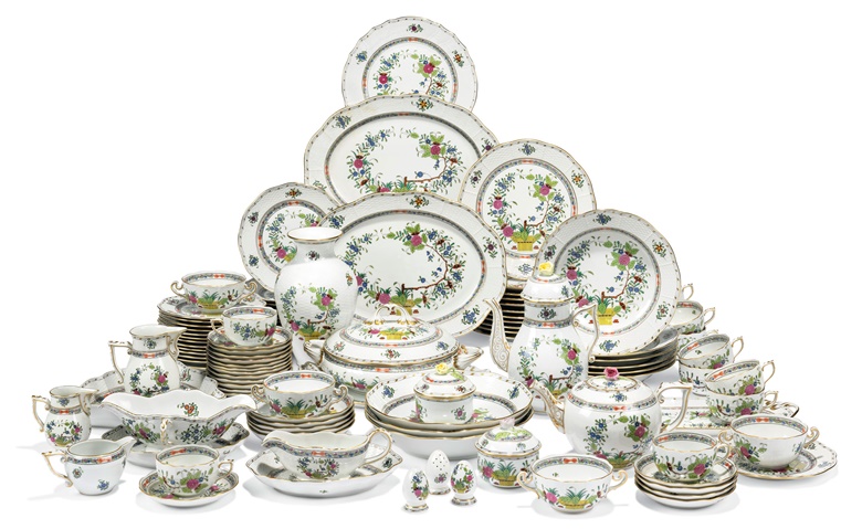 A Herend porcelain Indian basket pattern part dinner-service, 20th century. Sold for £10,000 on 20 May 2021 at Christie’s Online
