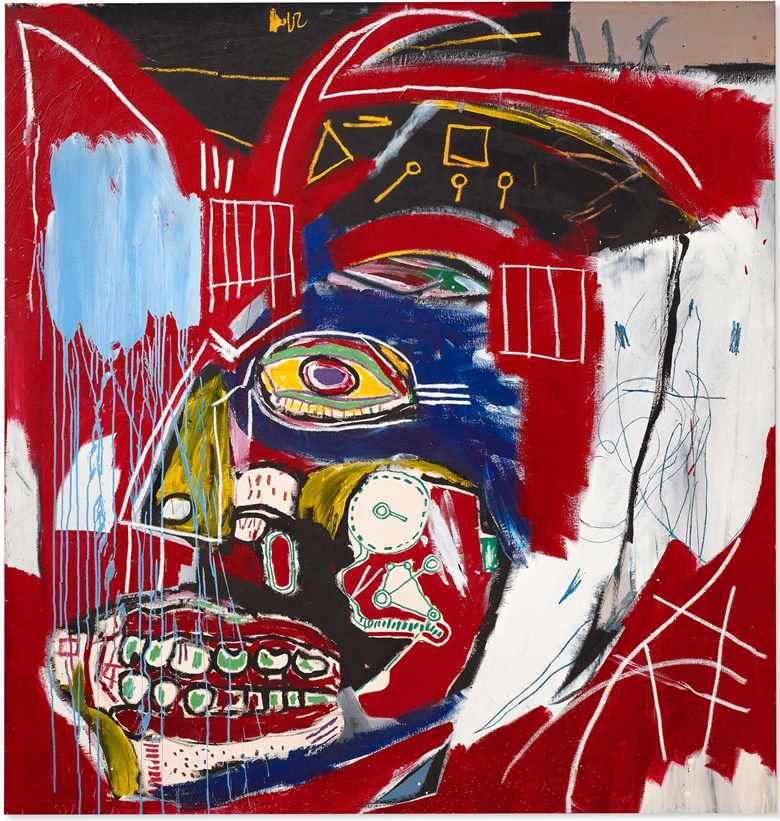 Jean-Michel Basquiat (1960-1988), In This Case, 1983. Acrylic and oilstick on canvas. 77⅞ x 73¾ in (197.8 x 187.3 cm). Sold for $93,105,000 in 21st Century Evening Sale on 11 May 2021 at Christie’s in New York