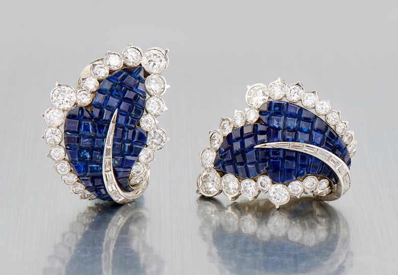 A pair of sapphire and diamond Mystery Set earrings, by Van Cleef & Arpels. Estimate £60,000-80,000. Offered in Jewels and Handbags Online The London Edit on 23 June 2021 at Christie’s in London