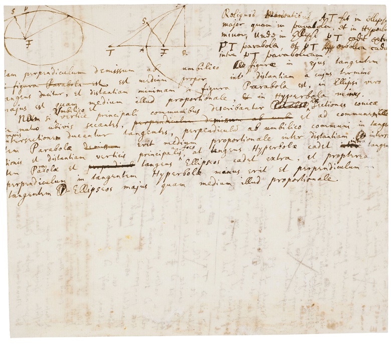Isaac Newton manuscript. Two pages of revisions to the Principia Mathematica. Estimate £600,000-900,000. The Exceptional Sale, London, 8 July