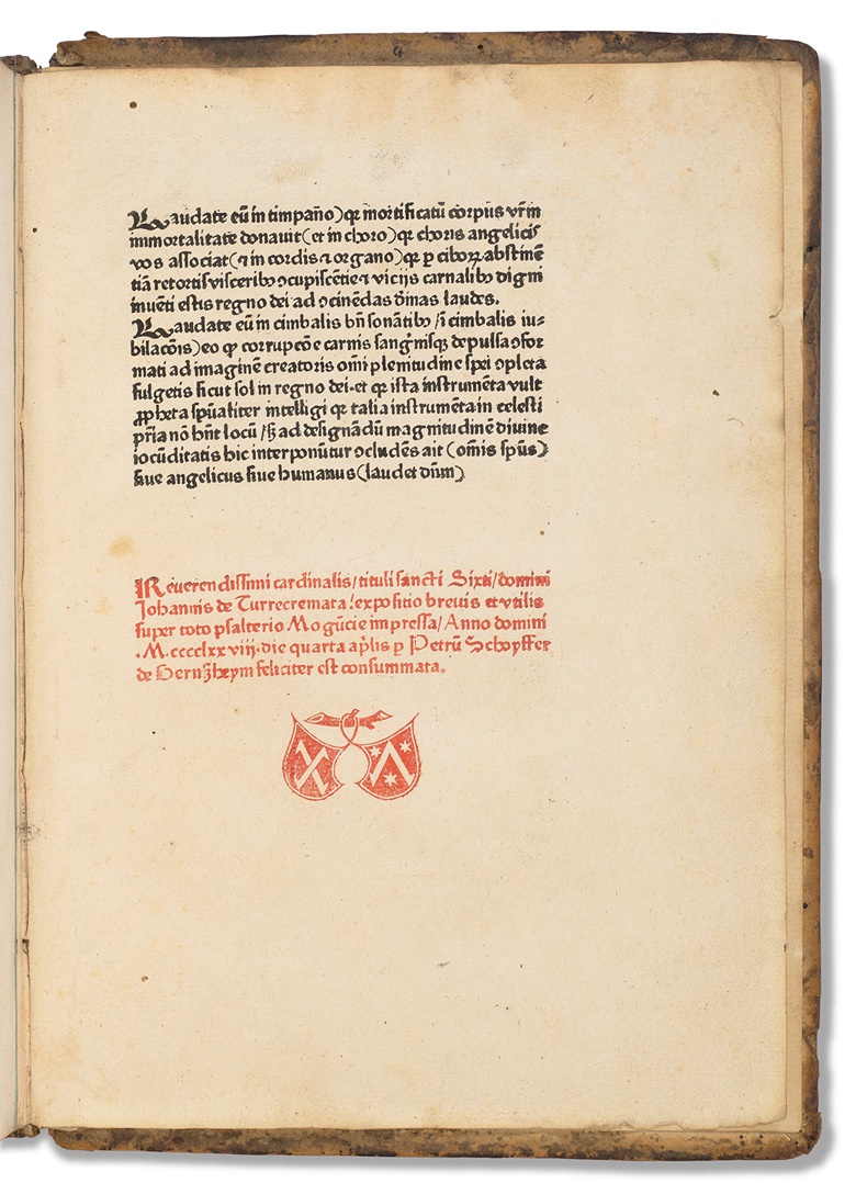 Expositio super toto psalterio. Mainz Peter Schoeffer, 1478. Sold for $15,000 on 23 April 2021 at Christie’s in New York