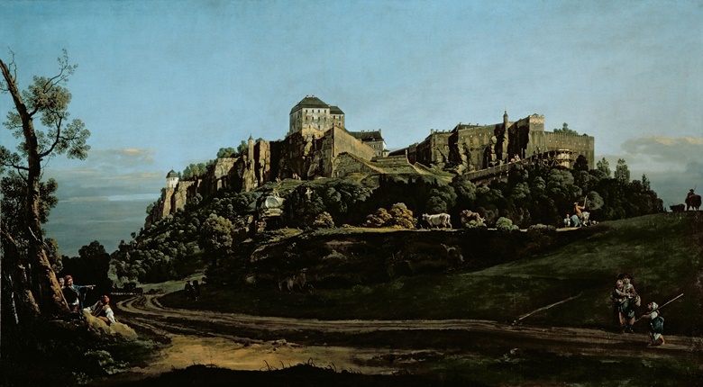 Bernardo Bellotto, The Fortress of Königstein from the North, circa 1756-68. Oil on board.
National Gallery, London. Photo Bridgeman Images