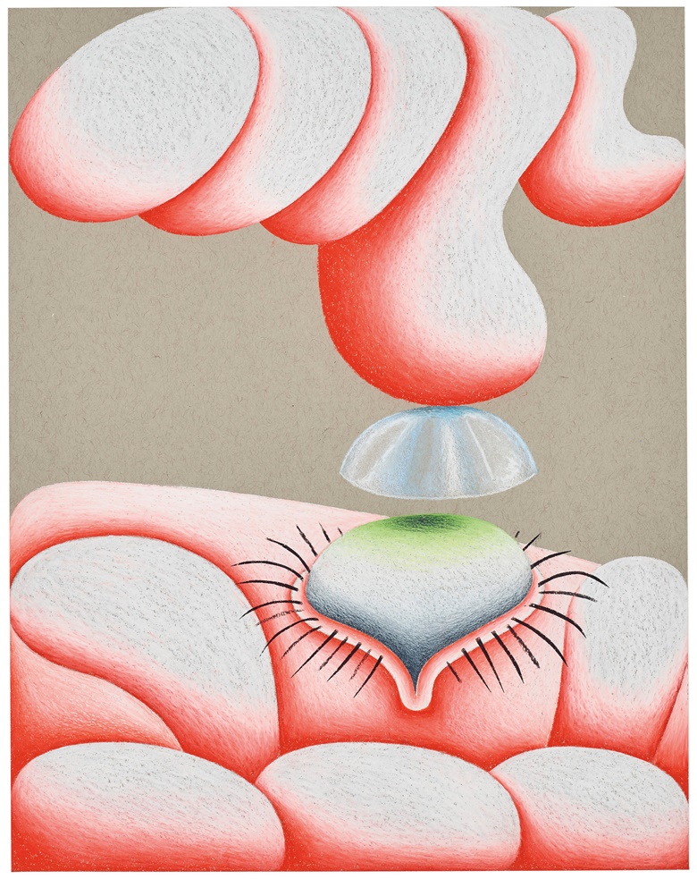 Eleanor Swordy (b. 1987), Contact, 2021. Pastel on paper. 14 x 11 in (35.6 x 27.9 cm). Sold for £27,500 on 2 July 2021 at Christie’s in London. This work has been donated by the artist; the proceeds of its sale will go to amfAR, the foundation for AIDS research