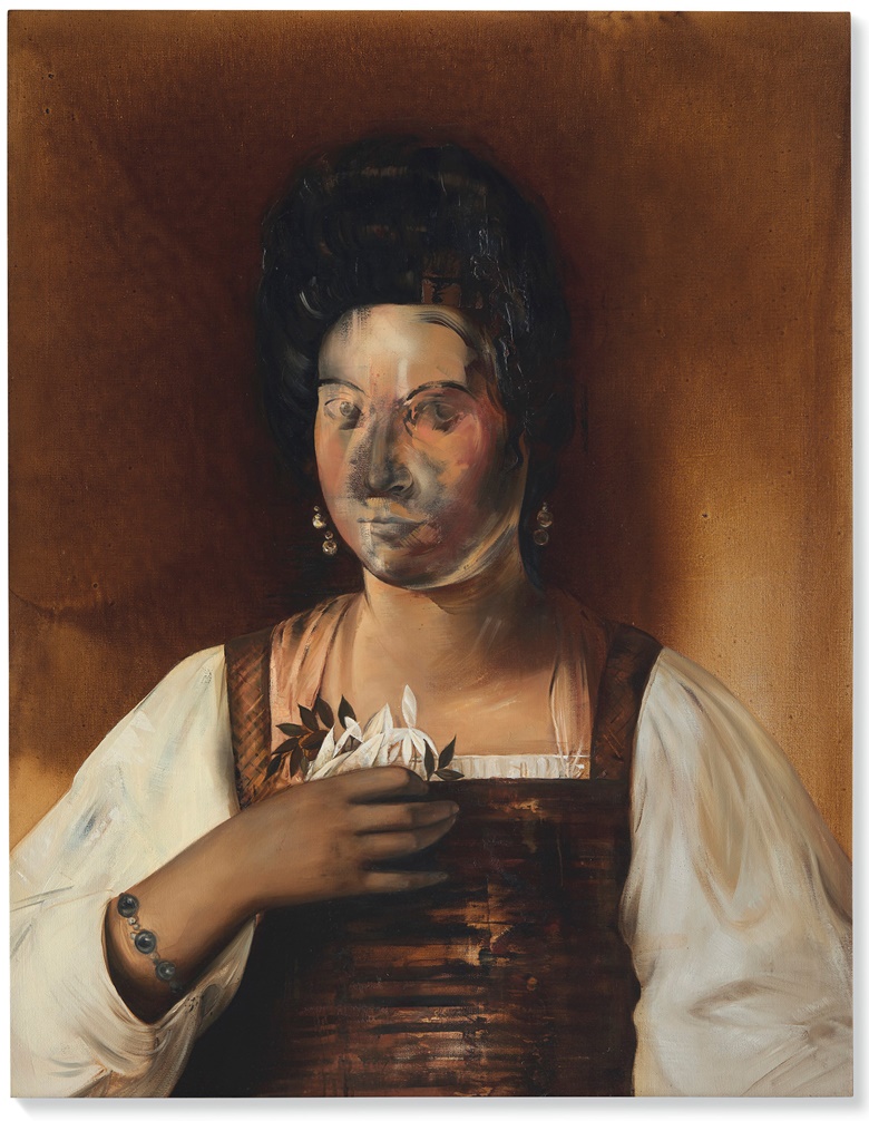 Ewa Juszkiewicz (b.1984), Bez tytułu (wg Michelangelo Merisi da Caravaggia) — Untitled (by Michelangelo Merisi da Caravaggio), 2015. Oil on canvas. 45⅞ x 35⅝ in (116.5 x 90.5 cm). Sold for £93,750 on 2 July 2021 at Christie’s in London