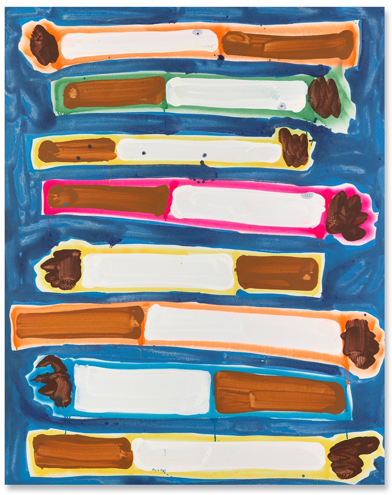 Katherine Bernhardt (b. 1975), Tropical Cigarettes, 2015. Acrylic on canvas. 59⅞ x 48 in (152 x 122 cm). Sold for £56,250 on 7 July 2021, Online
