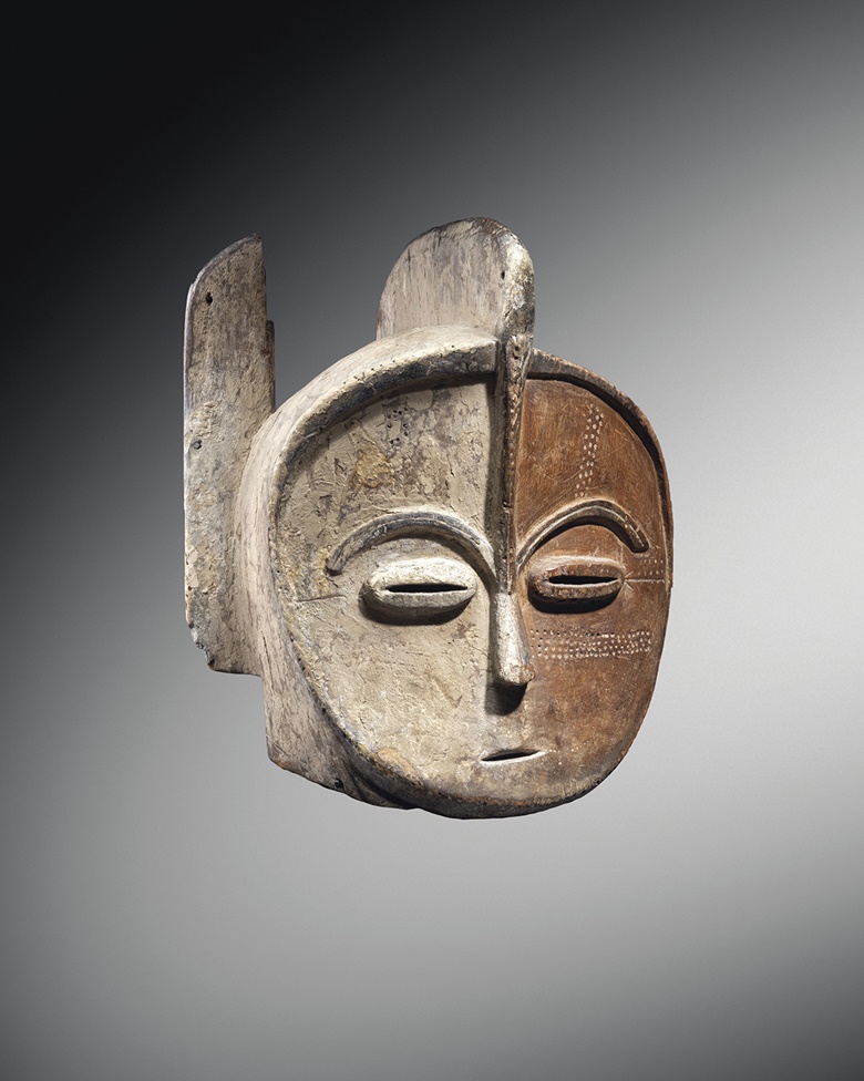 Kota helmet mask, Gabon. Height 41.5 cm (16⅜ in). Estimate €300,000-400,000. Offered in Collection Michel Périnet on 23 June 2021 at Christie’s in Paris