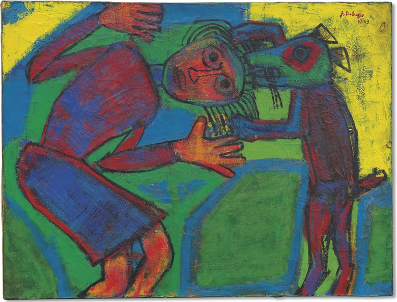Jean Dubuffet (1901–1985), Le chien mangeur de cheveux, 1943. Oil on canvas. 19⅝ x 26⅛  in (50 x 66.5  cm). Estimate €500,000-700,000. Offered in 20th21st Century Collection Francis Gross on 30 June 2021 at Christie’s in Paris