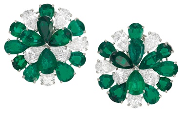 Graff diamond and emerald earrings. Estimate $150,000-200,000. Offered in Magnificent Jewels on 8 June 2021 at Christie’s in New York