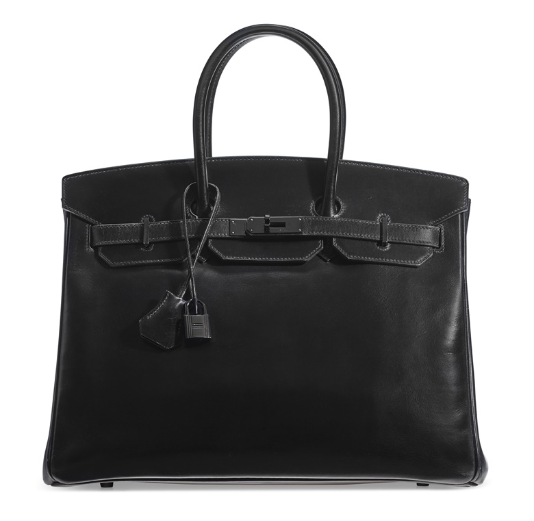 A rare, limited edition black calfbox leather So Black Birkin 35 with black pvd hardware, Hermès, 2011. Sold for $30,000 on 9 June 2021, Online