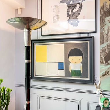 Liu Ye (b. 1964), Girl with Mondrian, 2010. Oil on canvas. 60 x 100 cm (40 x 30 in). Price on request. Offered in Expanding Horizons From European Decorative to Contemporary Arts, until 10 August 2021, Christie’s private sale